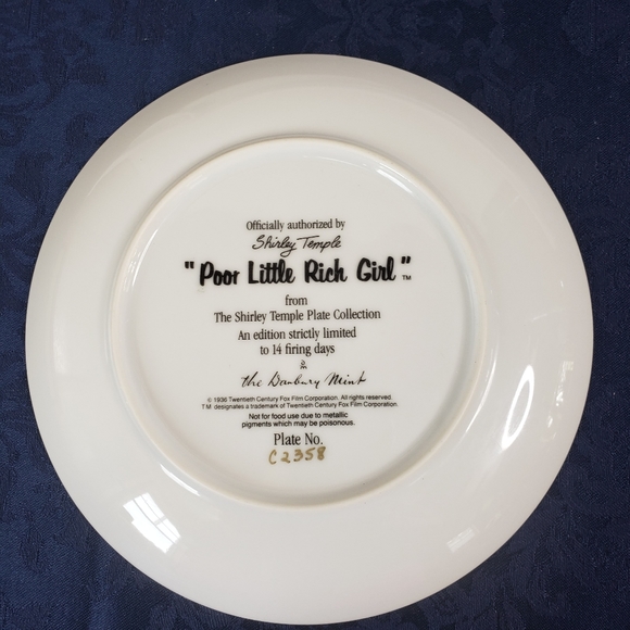 Danbury Mint Collectors Plate Shirley Temple Poor Little Rich Girl Vintage - Picture 7 of 11